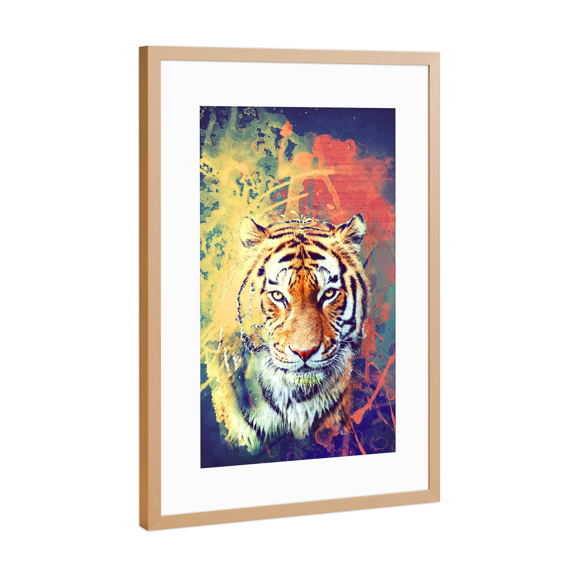 Poster mit Rahmen Kupfer "Tiger Artwork" artboxONE - Reise,Tiere,Männer