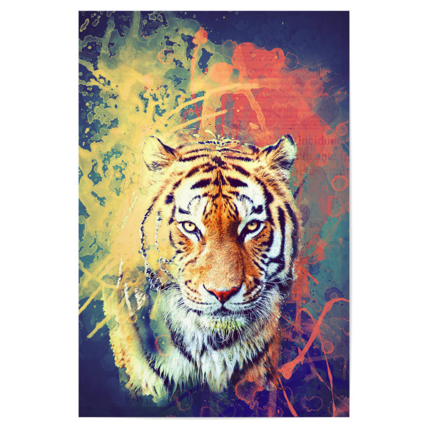 Poster 30x20 cm "Tiger Artwork" artboxONE - Reise,Tiere,Männer