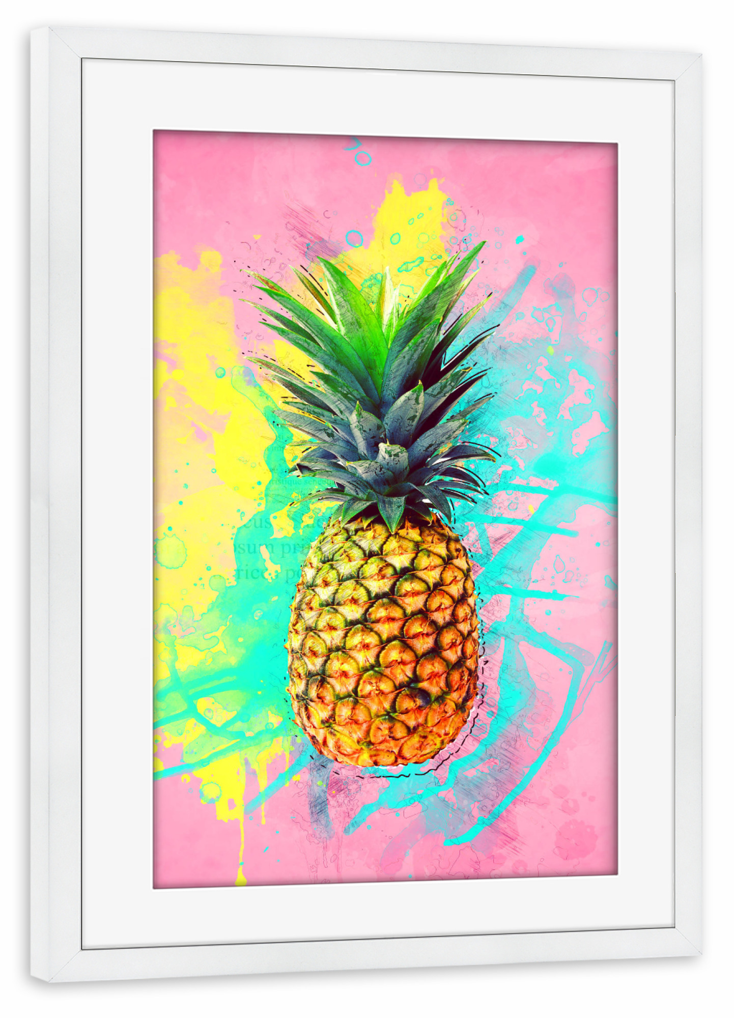 Poster mit Rahmen weiß "Vibrant Tropical Pineapple Summer" artboxONE - Essen & Trinken,Essen & Trinken / Obst & Gemüse,Festivals