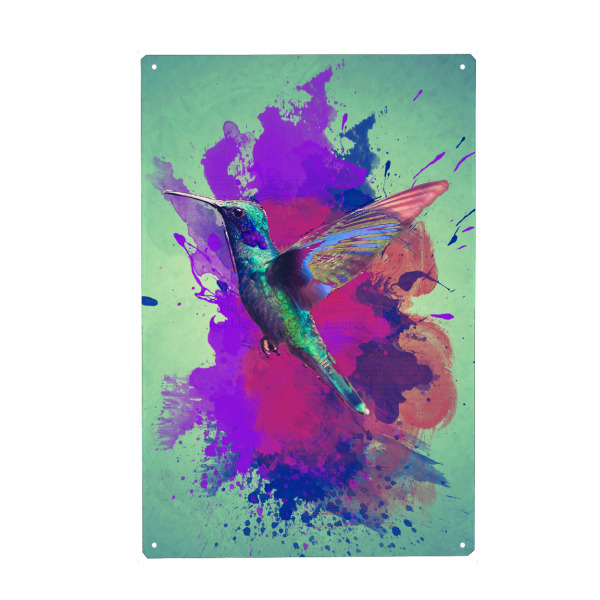 Holzbild "Colourful Hummingbird Bird Artwork" artboxONE - Tiere