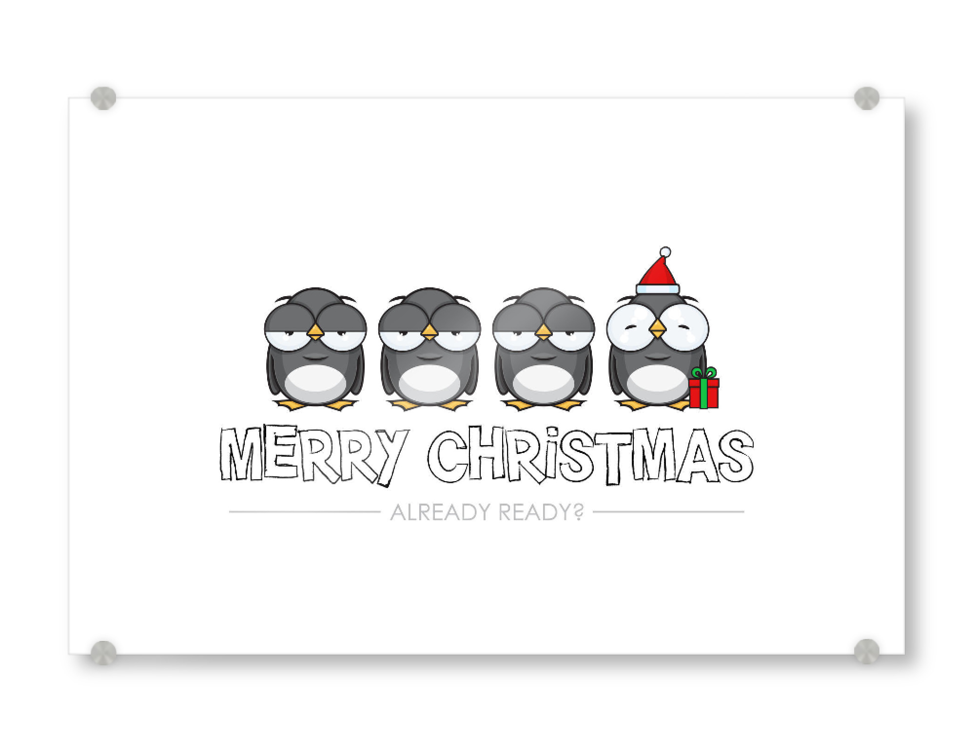 Acrylglasbild "Penguins Ready for Christmas" artboxONE - Für Kinder,Tiere,Comic,Weihnachten