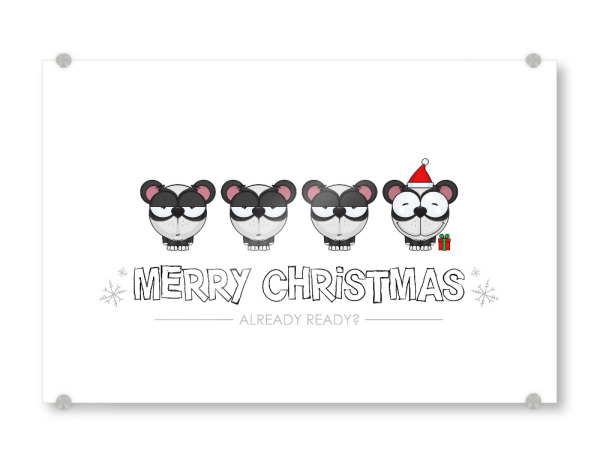 Acrylglasbild "Pandas Ready for Christmas" artboxONE - Für Kinder,Tiere,Comic,Weihnachten