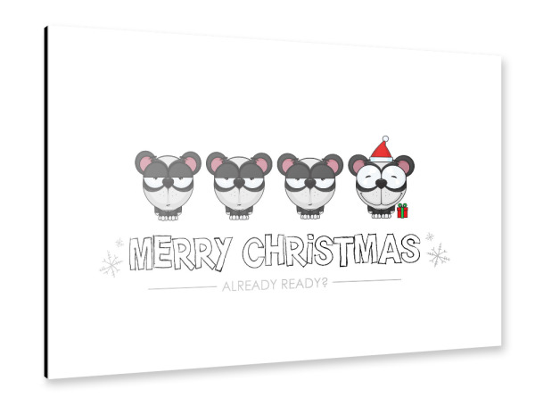 Alu-Dibond "Pandas Ready for Christmas" 30x20 cm artboxONE