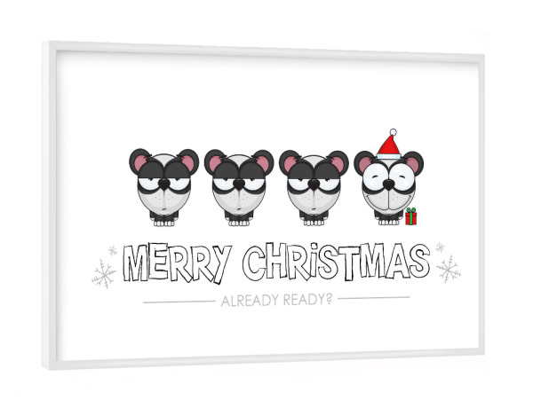 Poster mit weißem Rahmen "Pandas Ready for Christmas" artboxONE - Für Kinder,Tiere,Comic,Weihnachten