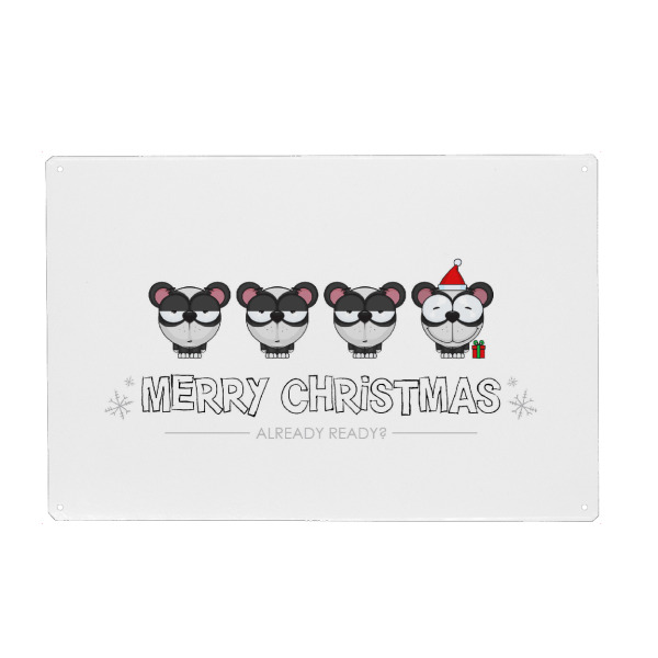 Metall Poster "Pandas Ready for Christmas" artboxONE - Für Kinder,Tiere,Comic,Weihnachten