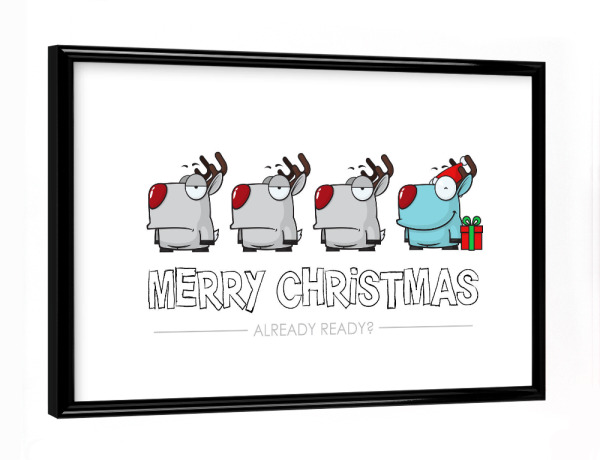 Poster mit schwarzem Rahmen "Deer Ready for Christmas" artboxONE - Für Kinder,Tiere,Comic,Weihnachten