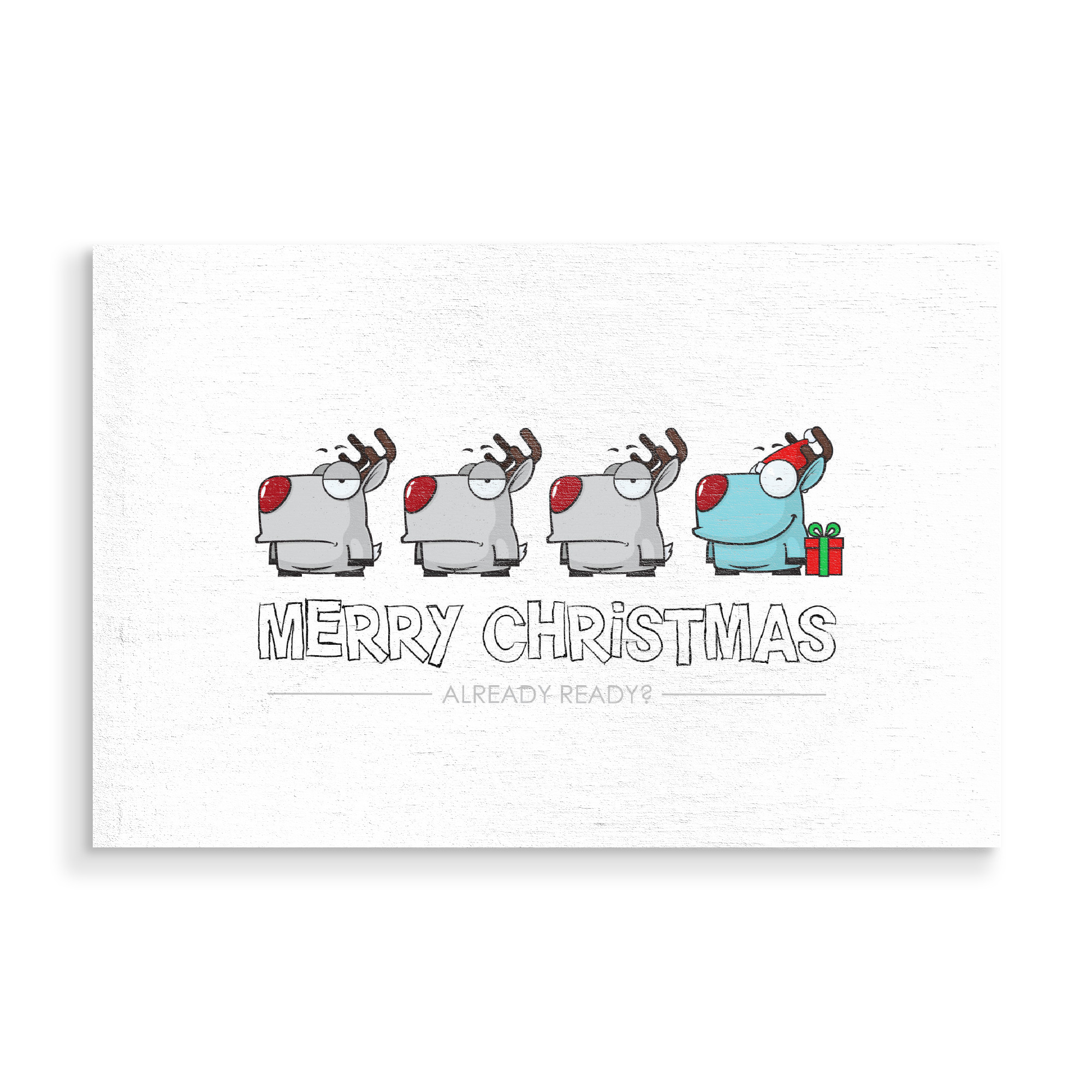 Holzbild "Deer Ready for Christmas" artboxONE - Für Kinder,Tiere,Comic,Weihnachten