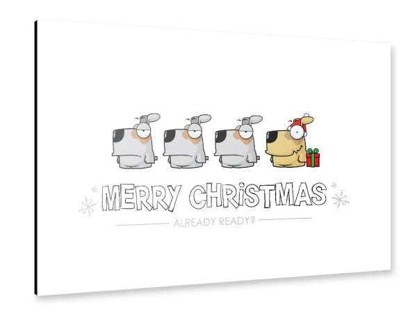 Alu-Dibond "Dogs Ready for Christmas" 30x20 cm artboxONE