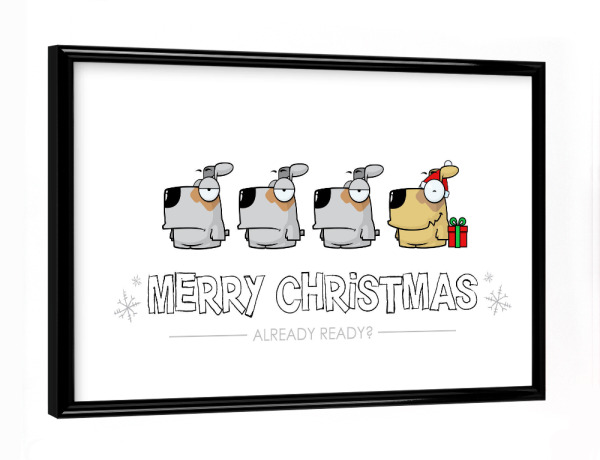 Poster mit schwarzem Rahmen "Dogs Ready for Christmas" artboxONE - Für Kinder,Tiere,Comic,Weihnachten