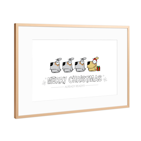 Poster mit Rahmen Kupfer "Dogs Ready for Christmas" artboxONE - Für Kinder,Tiere,Comic,Weihnachten