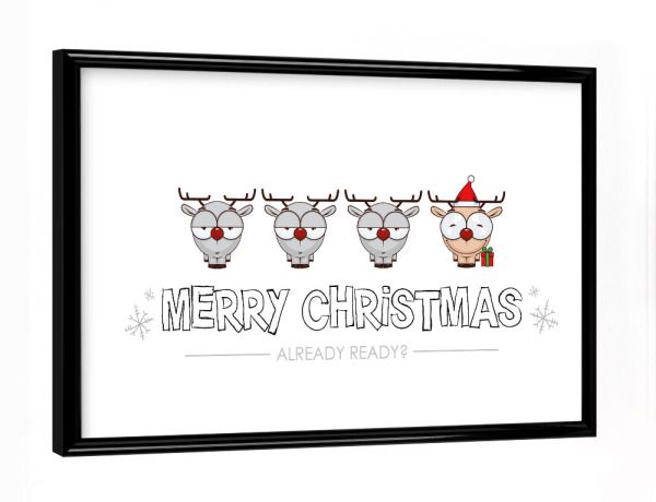 Poster mit schwarzem Rahmen "Reindeer Ready for Christmas" artboxONE - Für Kinder,Tiere,Comic,Weihnachten