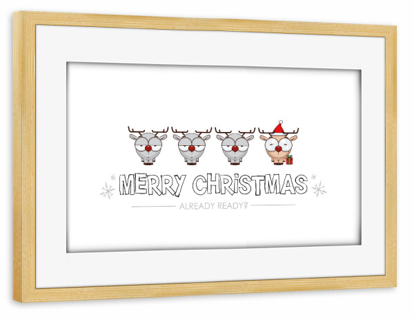 Poster mit Rahmen kiefer "Reindeer Ready for Christmas" artboxONE - Für Kinder,Tiere,Comic,Weihnachten