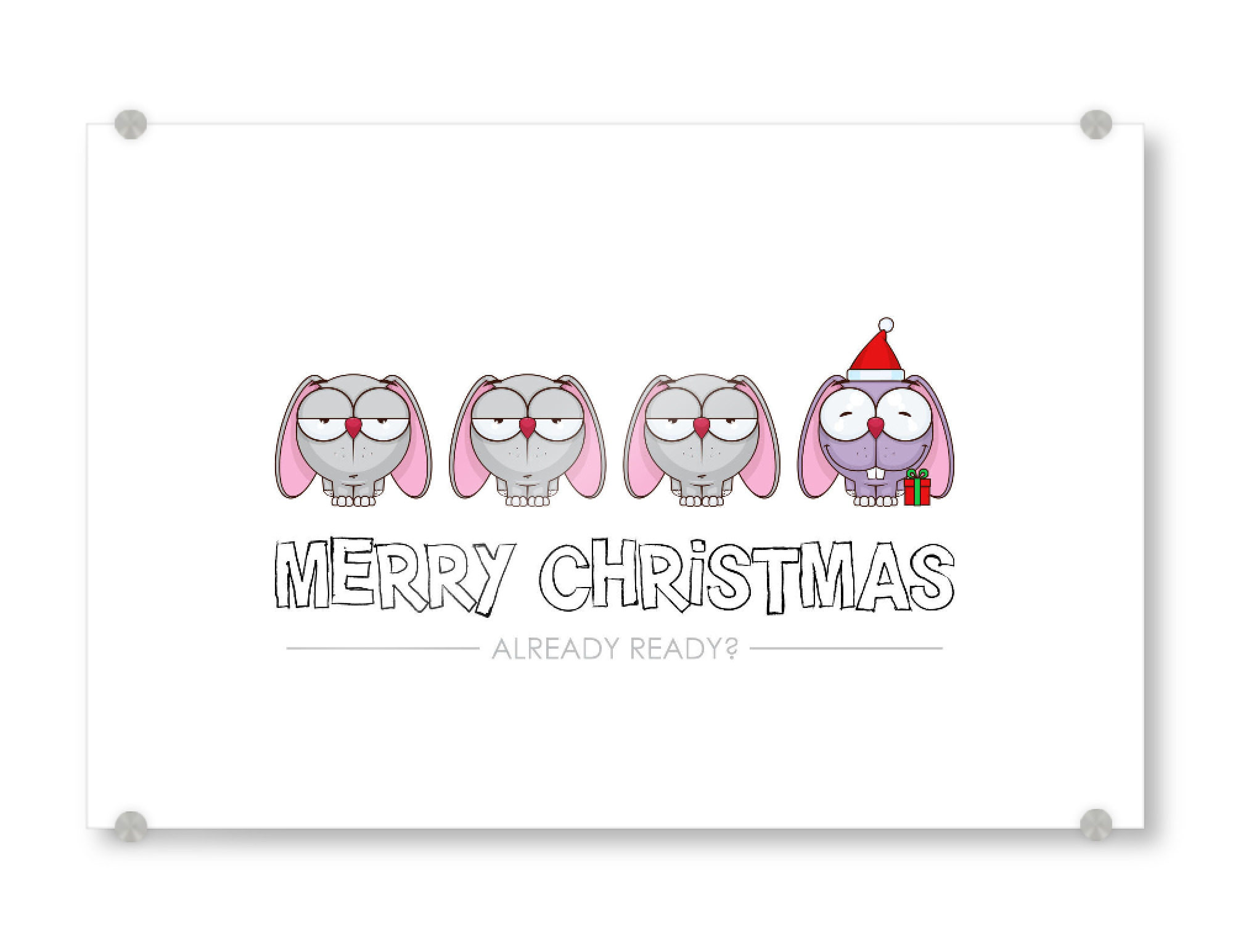 Acrylglasbild "Bunnies Ready for Christmas" artboxONE - Für Kinder,Tiere,Comic,Weihnachten