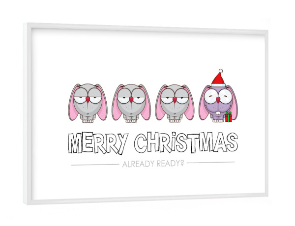 Poster mit weißem Rahmen "Bunnies Ready for Christmas" artboxONE - Für Kinder,Tiere,Comic,Weihnachten