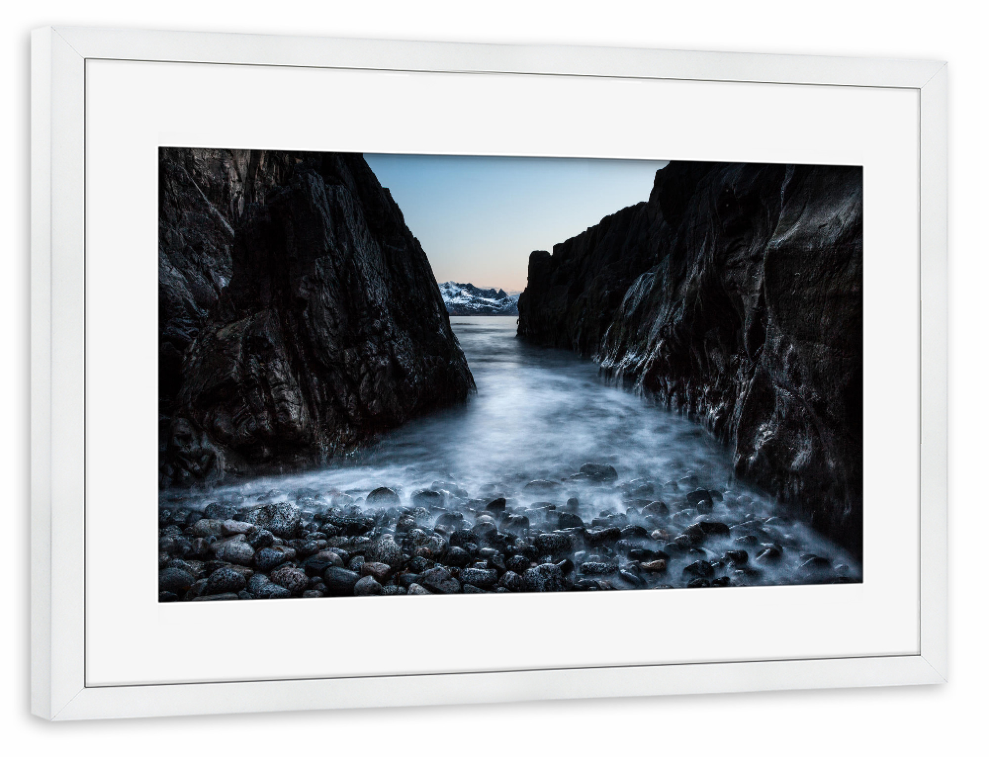 Poster mit Rahmen weiß "Lofoten Bay" artboxONE - Natur,Reise,Reise / Strand und Meer,Reise / Länder