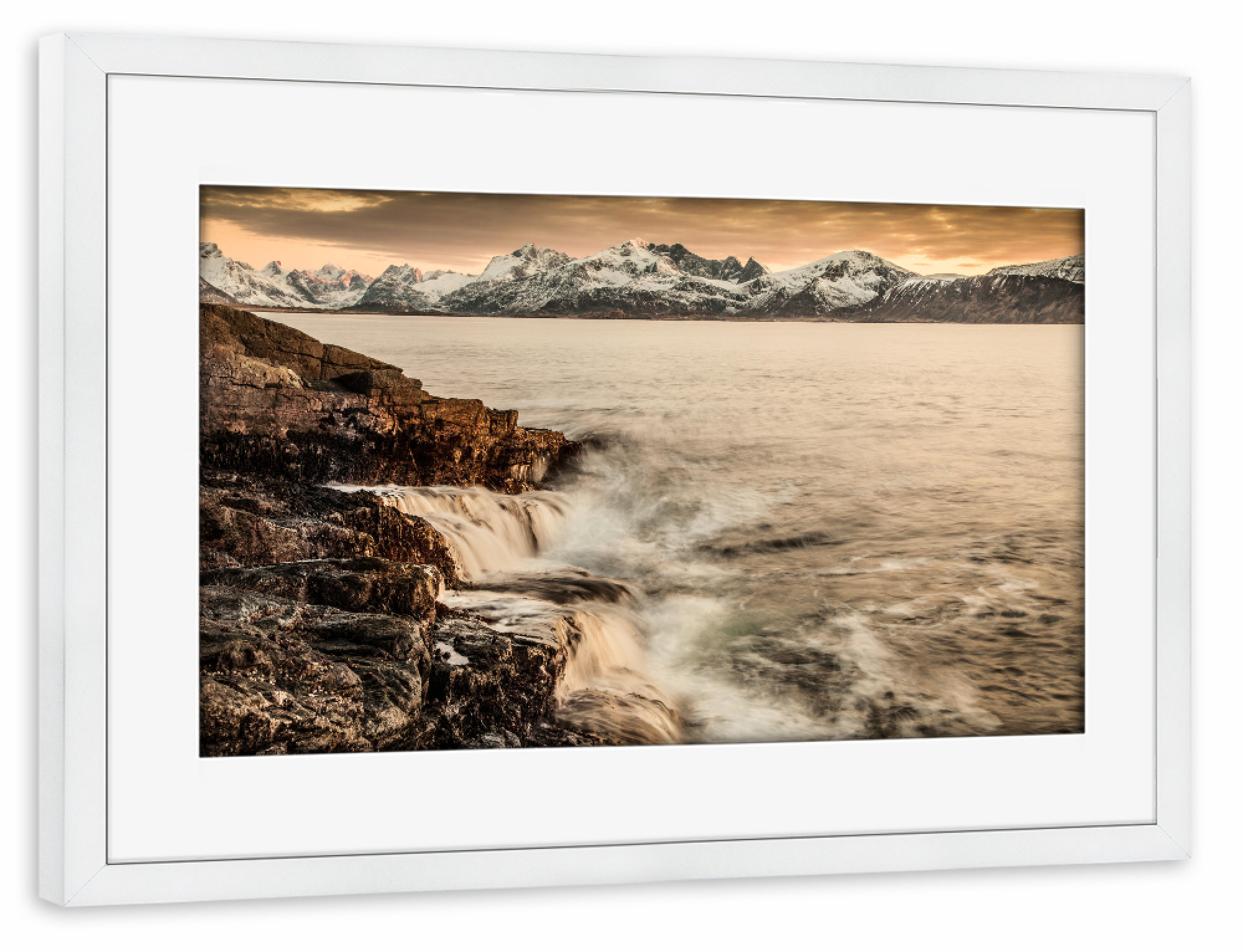 Poster mit Rahmen weiß "Lofoten Shore II" artboxONE - Natur,Reise,Reise / Strand und Meer