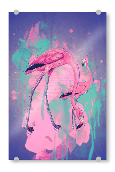 Acrylglasbild "Purple and Pink Flamingos" artboxONE - Tiere,Comic