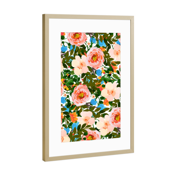 Poster mit Rahmen Gold "Rose Garden" artboxONE - Natur,Floral
