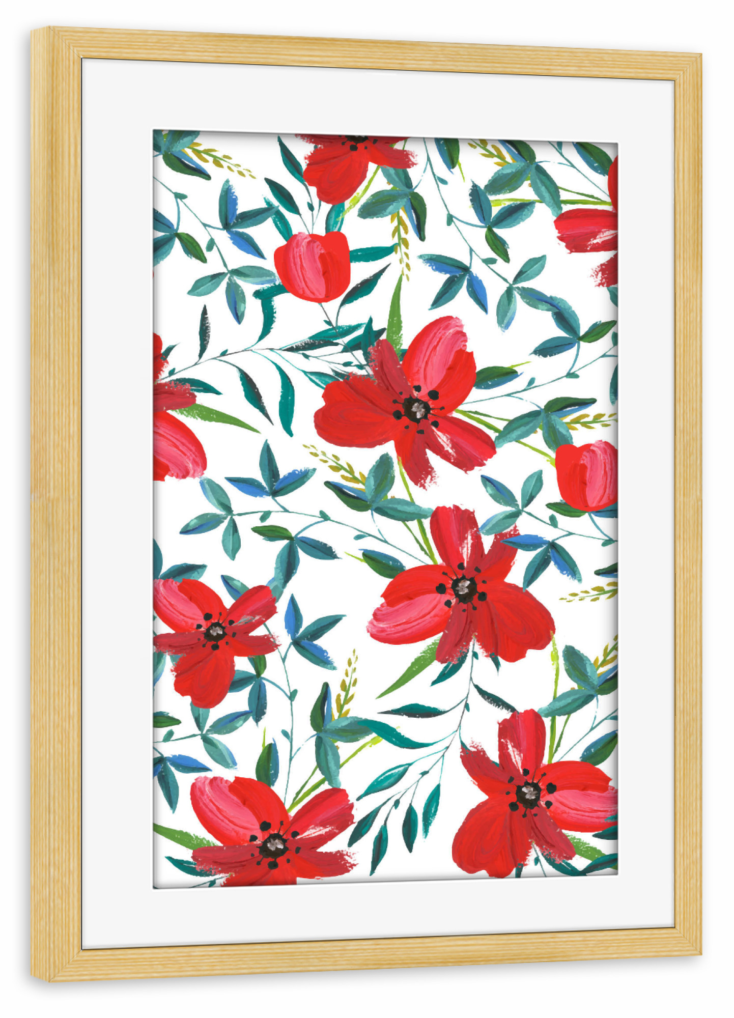 Poster mit Rahmen kiefer "Red Blossom" artboxONE - Natur,Floral