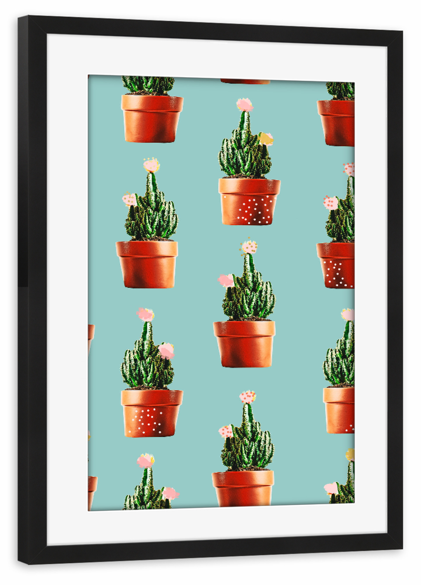 Poster mit Rahmen schwarz "Cactus in Copper Pots" artboxONE - Floral