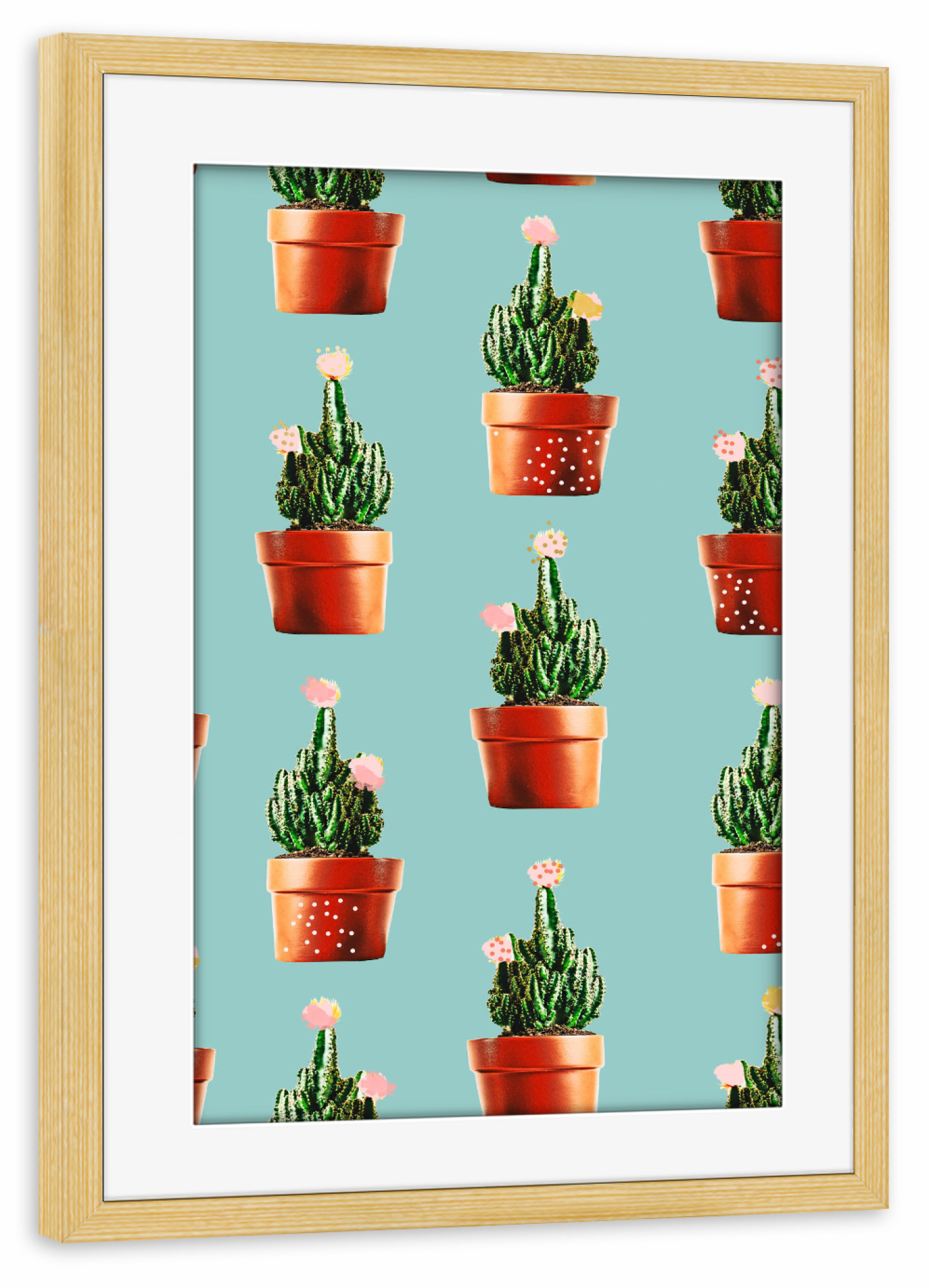 Poster mit Rahmen kiefer "Cactus in Copper Pots" artboxONE - Floral