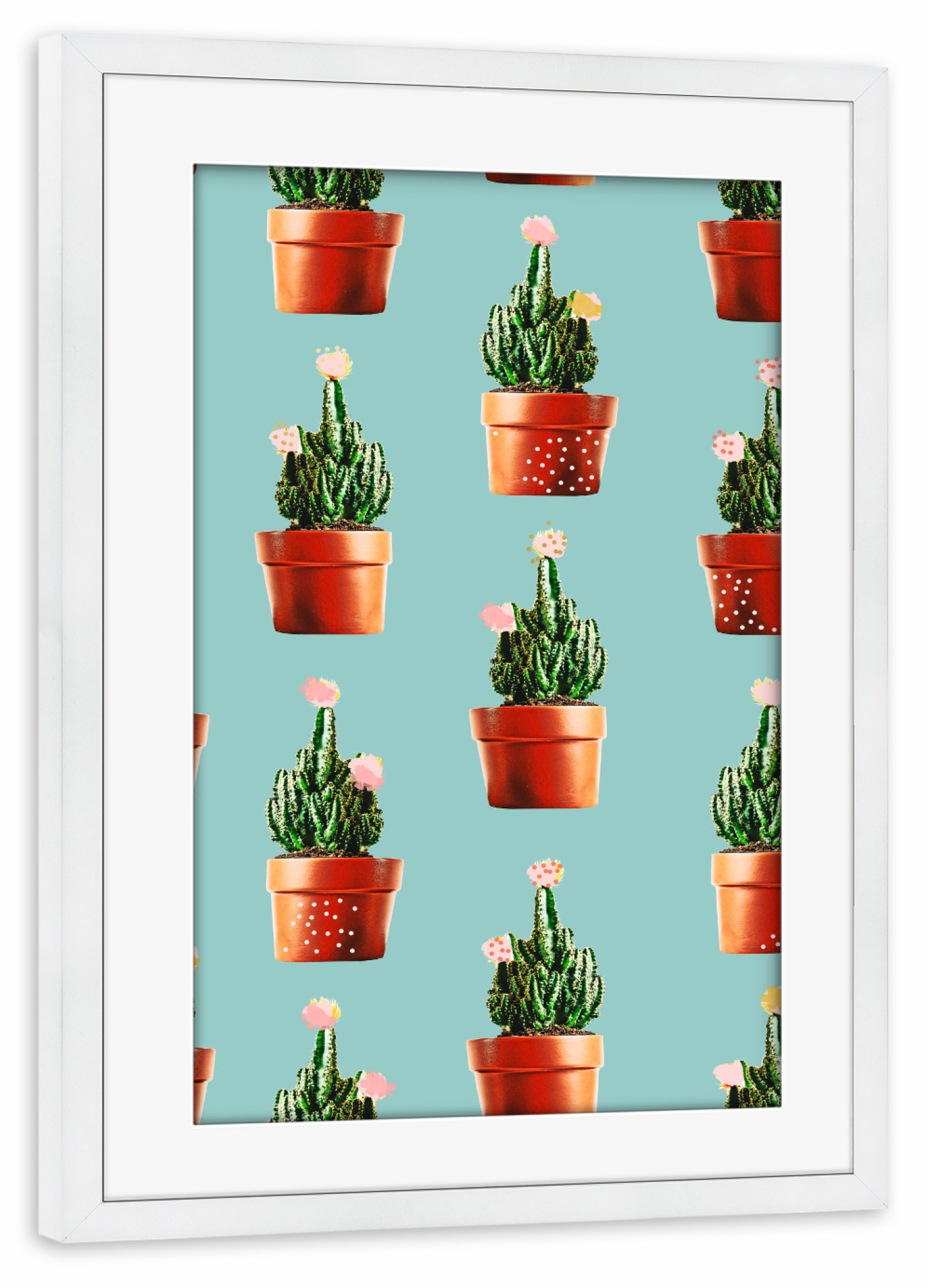 Poster mit Rahmen weiß "Cactus in Copper Pots" artboxONE - Floral