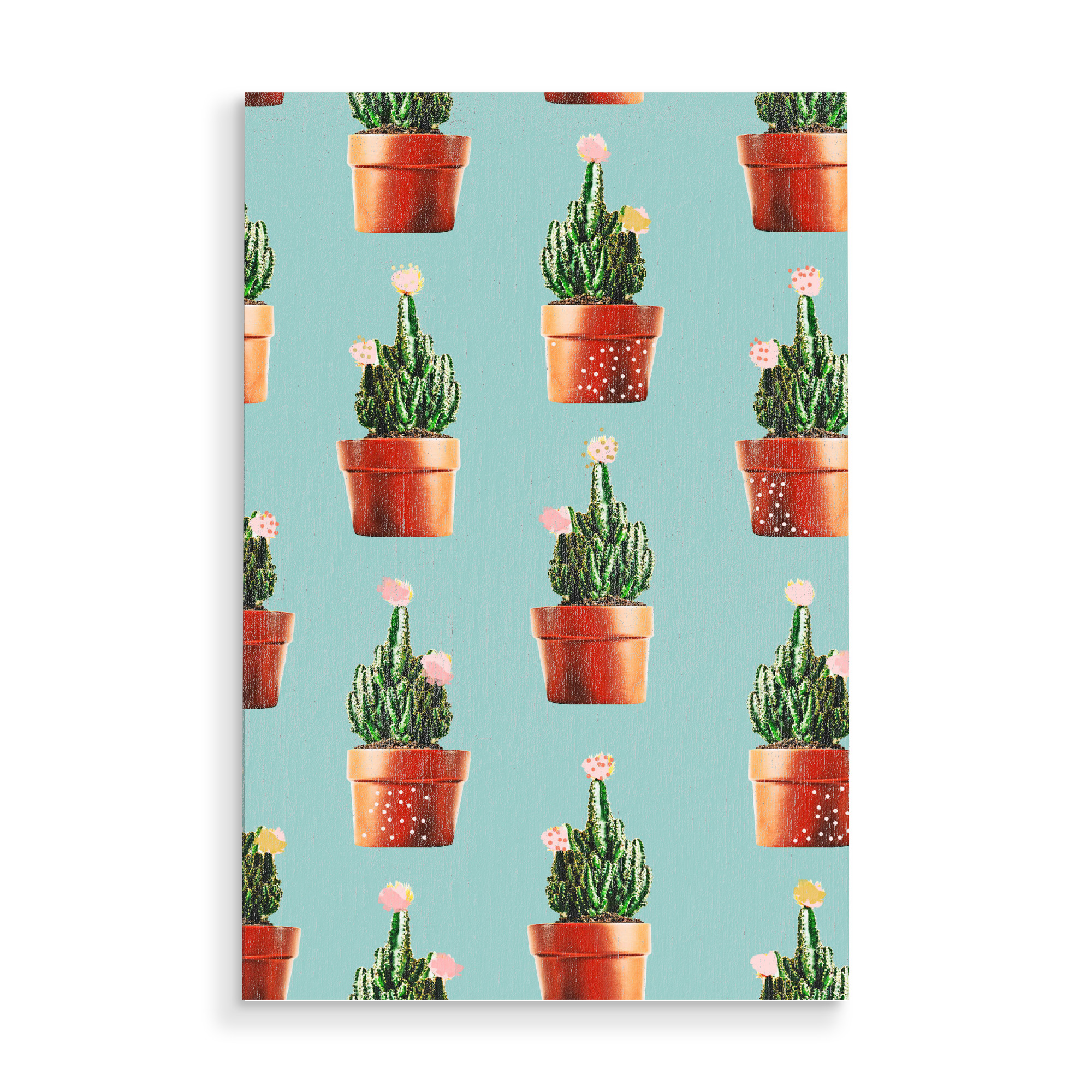 Holzbild "Cactus in Copper Pots" artboxONE - Floral - Graphic,Cactus,Botanical,Nature,Floral,Copper,Rose gold,Blush,Flowers,Kaktus,Kakti,Pflanzen,Deko