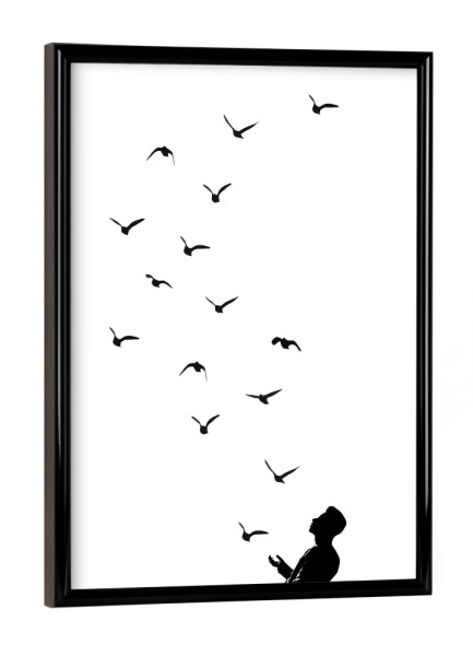 Poster mit schwarzem Rahmen "Set Free" artboxONE - Tiere,Menschen,Schwarzweiß