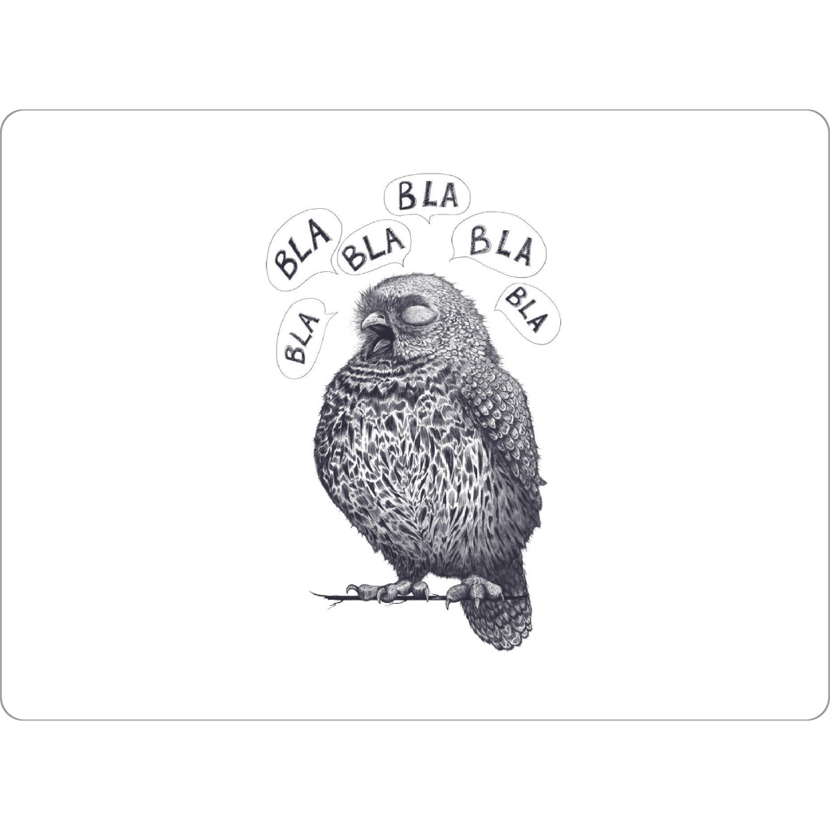 Tischset "Owl bla bla bla" artboxONE - Tiere,Comic,Schwarzweiß,Lustig