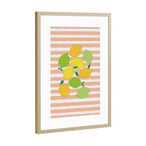 Poster mit Rahmen Gold "Citrus Crowd" artboxONE - Essen & Trinken,Essen & Trinken / Obst & Gemüse