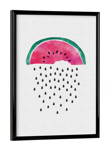 Poster mit schwarzem Rahmen "Watermelon Rain 2" artboxONE - Essen & Trinken,Essen & Trinken / Obst & Gemüse