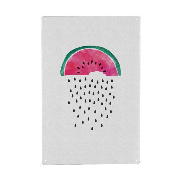 Holzbild "Watermelon Rain 2" artboxONE - Essen & Trinken,Essen & Trinken / Obst & Gemüse