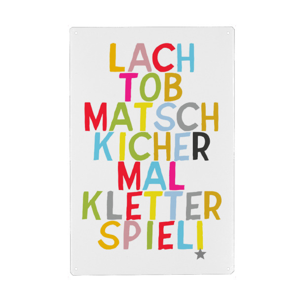 Metall Poster "Lach+Tob" artboxONE - Typografie,Für Kinder