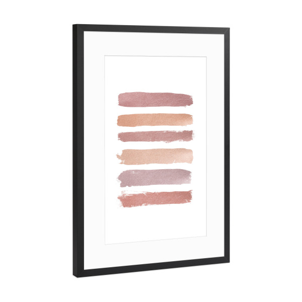 Poster mit Rahmen Schwarz (Metallic) "Dusty Rose Stripes" artboxONE - Abstrakt