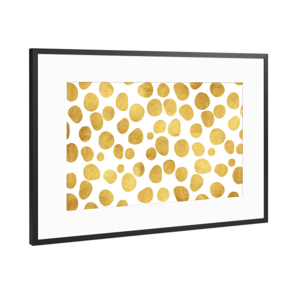 Poster mit Rahmen Schwarz (Metallic) "Gold Spots" artboxONE - Abstrakt