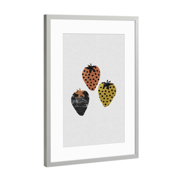 Poster mit Rahmen Silber "Scandi Strawberries" artboxONE - Essen & Trinken,Marmor,Essen & Trinken / Obst & Gemüse