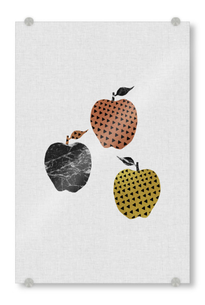 Acrylglasbild "Scandi Apples" artboxONE - Natur,Abstrakt,Schwarzweiß,Geometrie,Marmor,Essen & Trinken / Obst & Gemüse