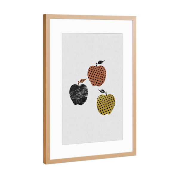 Poster mit Rahmen Kupfer "Scandi Apples" artboxONE - Natur,Abstrakt,Schwarzweiß,Geometrie,Marmor,Essen & Trinken / Obst & Gemüse