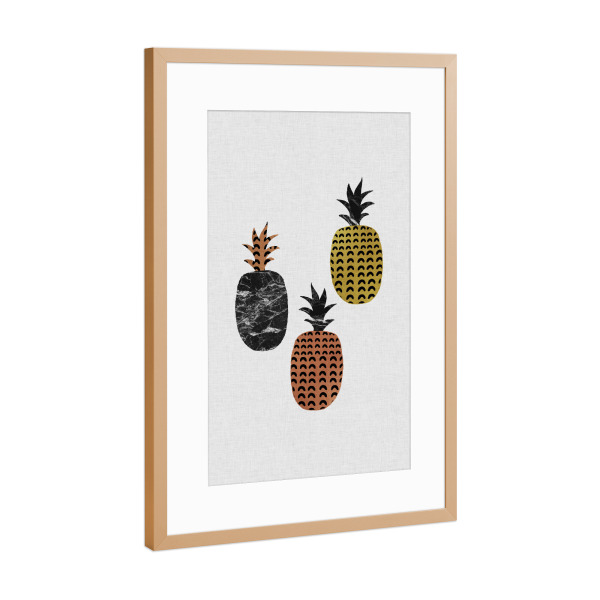Poster mit Rahmen Kupfer "Scandi Pineapples" artboxONE - Natur,Abstrakt,Schwarzweiß,Geometrie,Marmor,Essen & Trinken / Obst & Gemüse