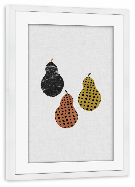 Poster mit Rahmen weiß "Scandi Pears" artboxONE - Natur,Abstrakt,Schwarzweiß,Marmor,Essen & Trinken / Obst & Gemüse