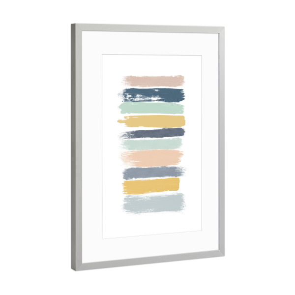 Poster mit Rahmen Silber "Painted Stripes I" artboxONE - Abstrakt,Geometrie