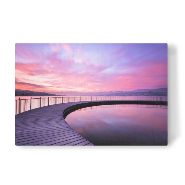 Leinwandbild "Zürichsee" artboxONE - Natur - Zürichsee,Tiefenbrunnen,Steg,Wasser,See,Schweiz,Landschaft