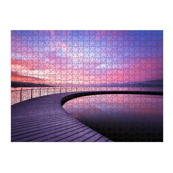 Puzzle Ravensburger "Zürichsee" artboxONE - Natur - Zürichsee,Tiefenbrunnen,Steg,Wasser,See,Schweiz,Landschaft - Bild zürichsee