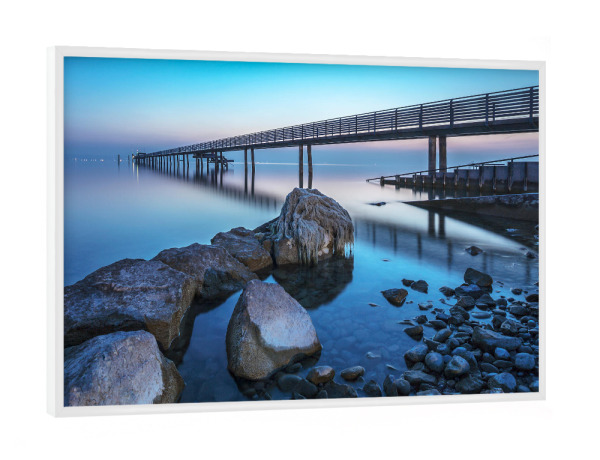 Poster mit weißem Rahmen "Bodensee" artboxONE - Natur - Bodensee,Blau,See,Wasser,Altnau,Steg