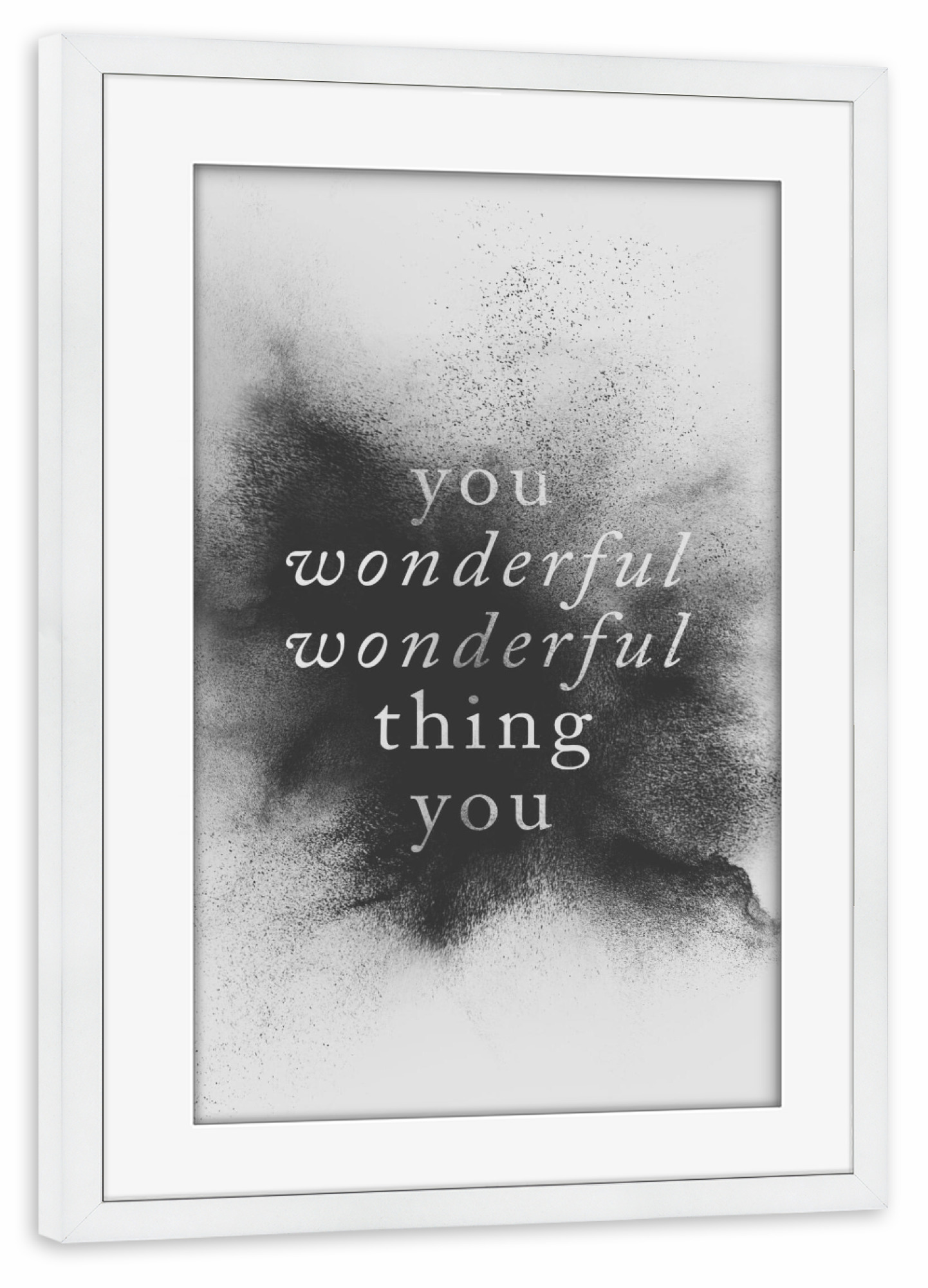 Poster mit Rahmen weiß "Wonderful" artboxONE - Typografie,Schwarzweiß,Liebe,Für Mama,Für Papa