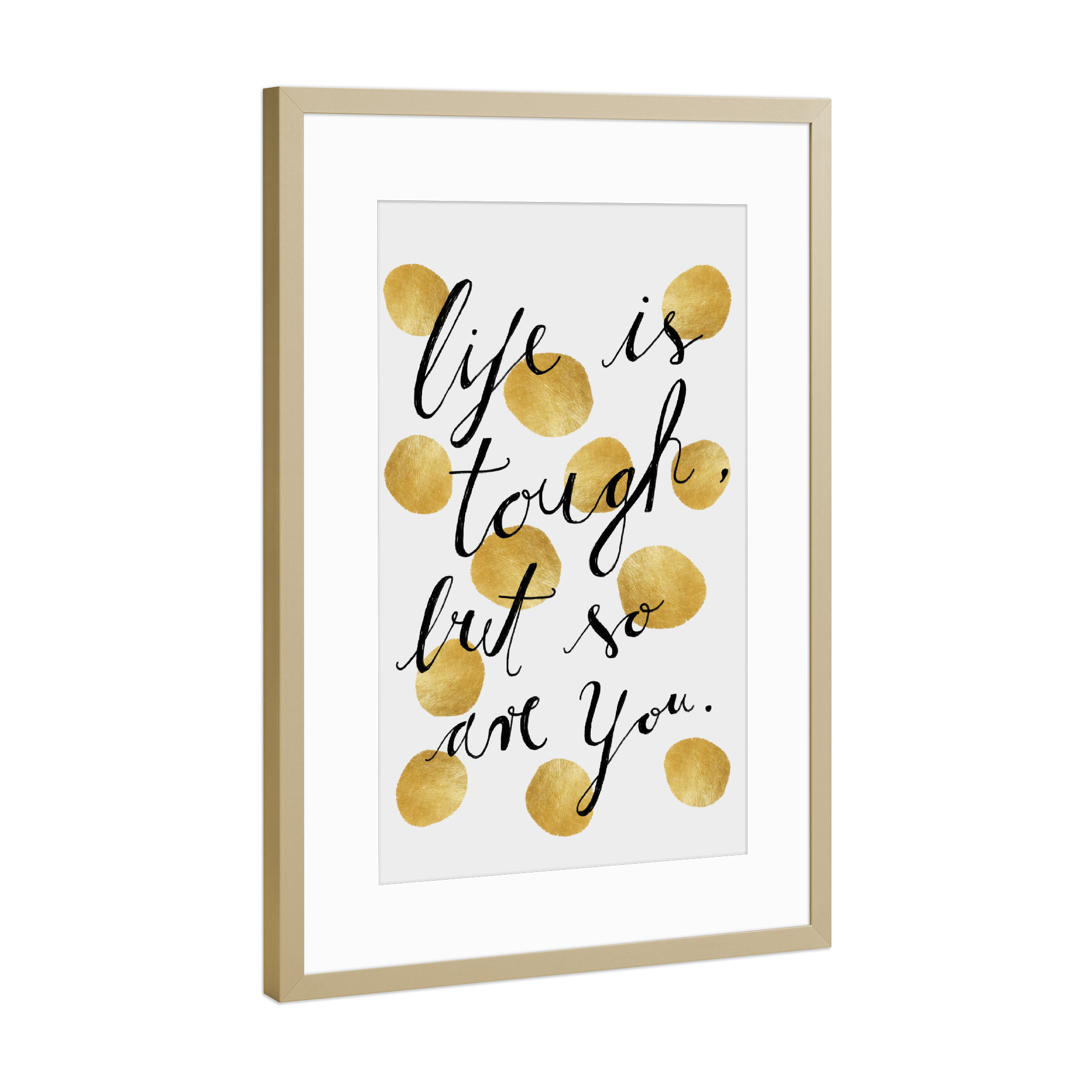 Poster mit Rahmen Gold "Tough" artboxONE - Typografie,Sport / Motivation
