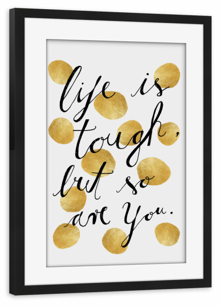 Poster mit Rahmen schwarz "Tough" artboxONE - Typografie,Sport / Motivation