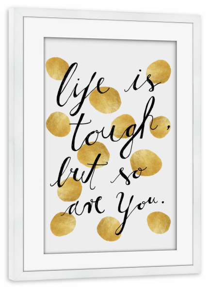 Poster mit Rahmen weiß "Tough" artboxONE - Typografie,Sport / Motivation