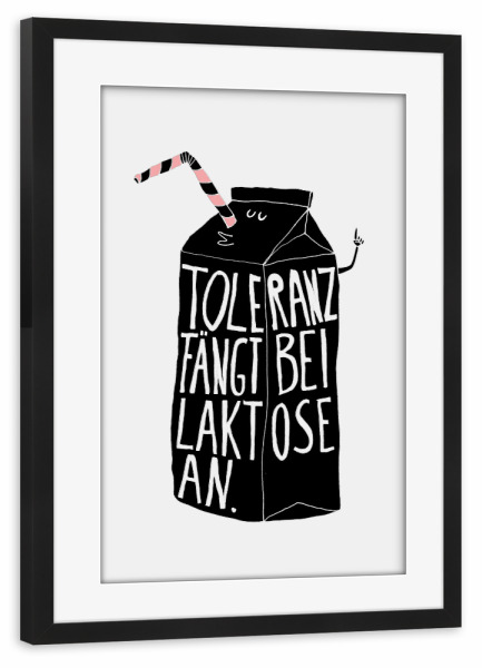 Poster mit Rahmen schwarz "Toleranz" artboxONE - Typografie,Essen & Trinken,Comic