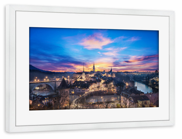 Poster mit Rahmen weiß "Beautiful Bern city" artboxONE - Städte